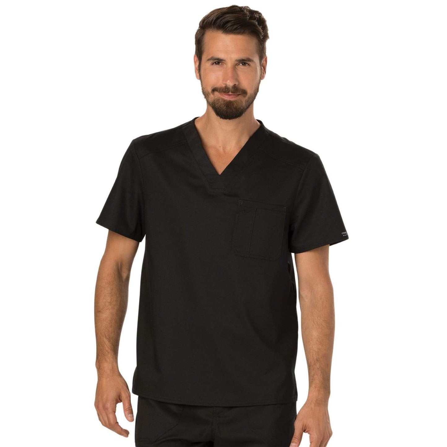 Cherokee Scrubs Top 2XL Cherokee Workwear Revolution WW690 Scrubs Top Mens V-Neck Black