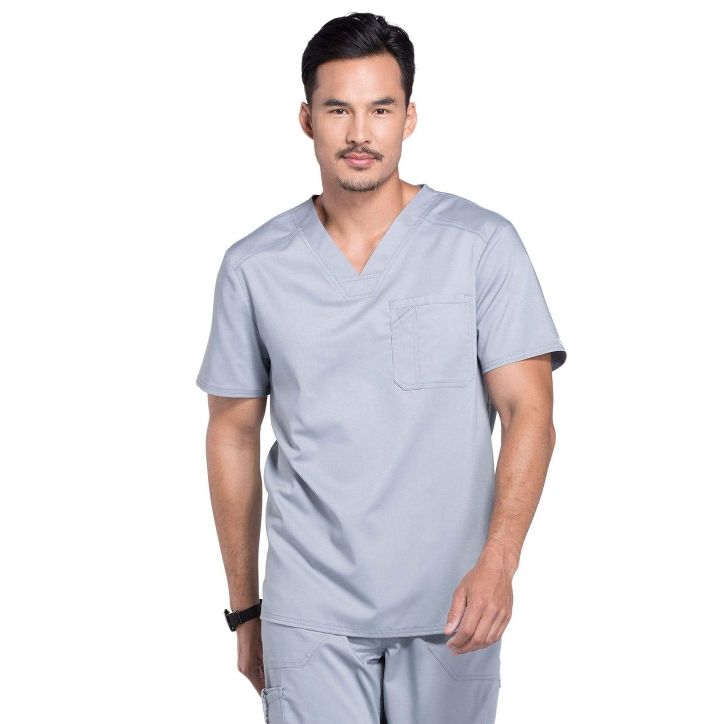 Cherokee Scrubs Top 2XL Cherokee Workwear Revolution WW690 Scrubs Top Mens V-Neck Grey