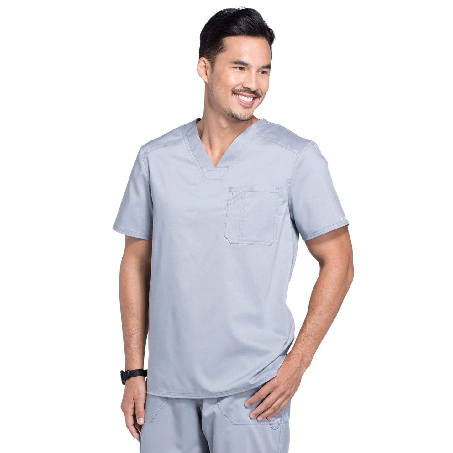 Cherokee Scrubs Top Cherokee Workwear Revolution WW690 Scrubs Top Mens V-Neck Grey