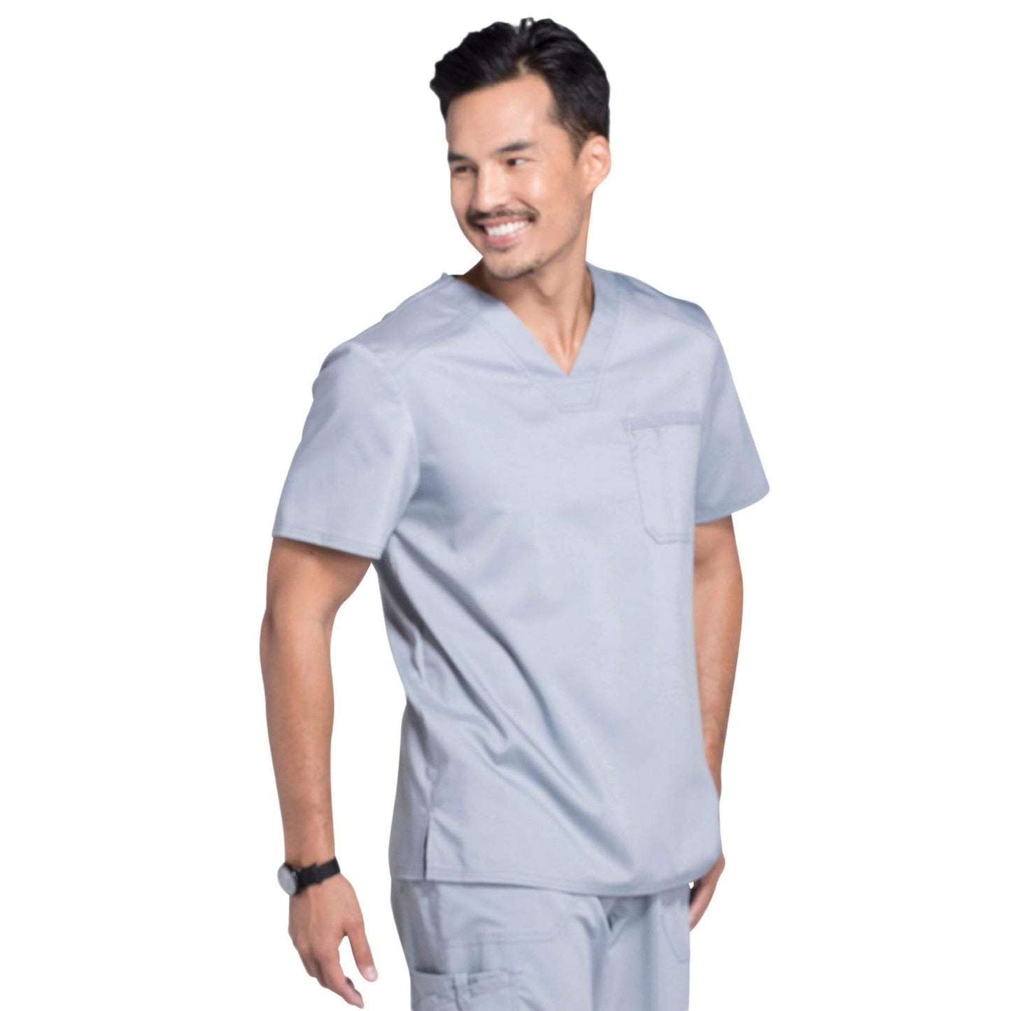 Cherokee Scrubs Top Cherokee Workwear Revolution WW690 Scrubs Top Mens V-Neck Grey