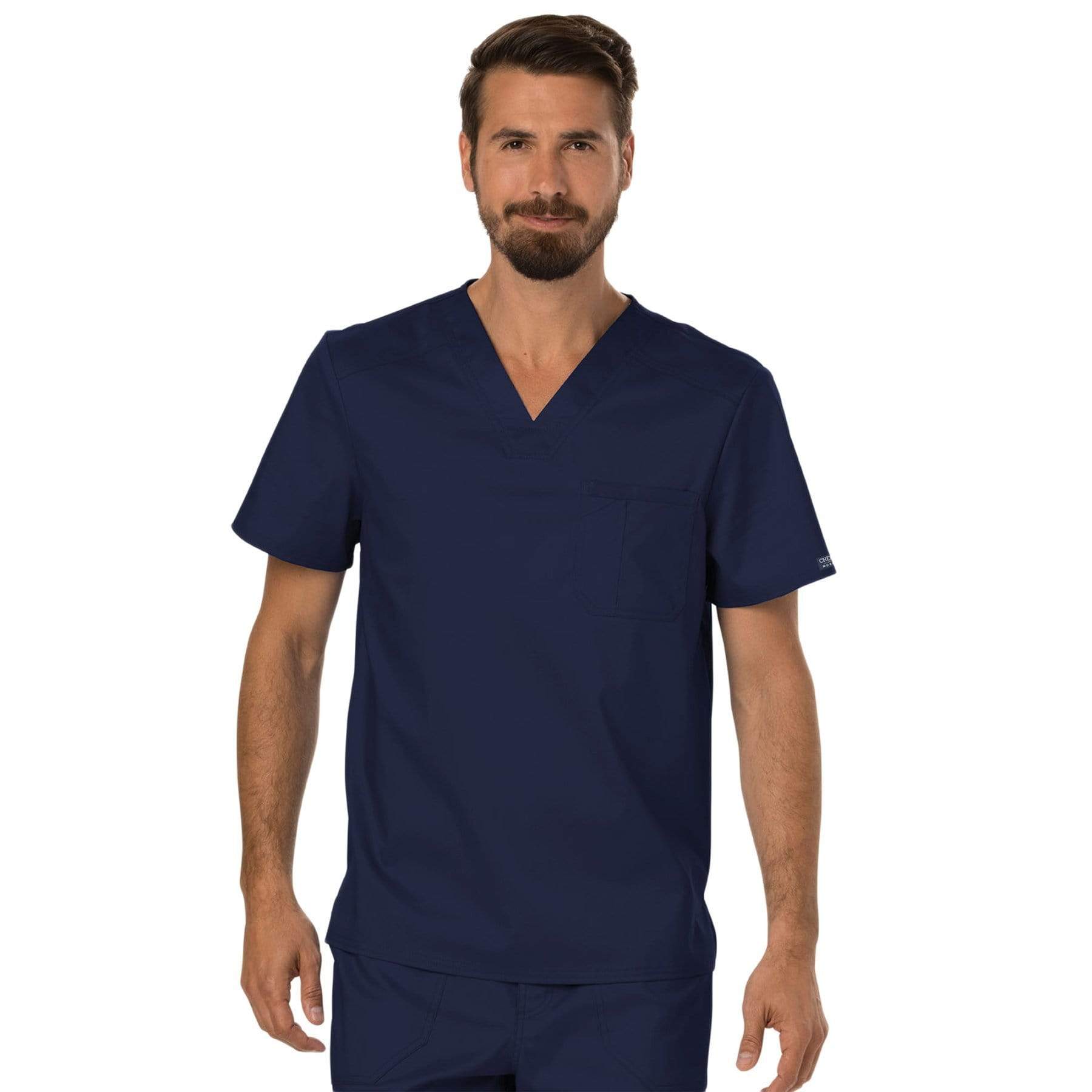 Cherokee Scrubs Top 2XL Cherokee Workwear Revolution WW690 Scrubs Top Mens V-Neck Navy