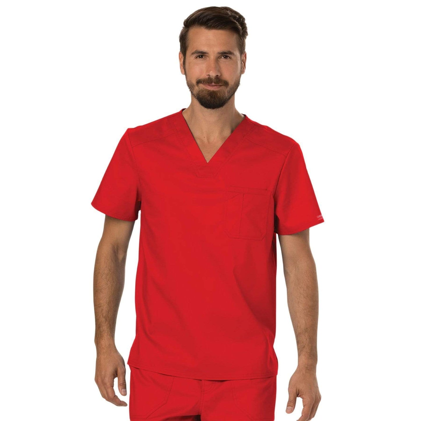 Cherokee Scrubs Top 2XL Cherokee Workwear Revolution WW690 Scrubs Top Mens V-Neck Red