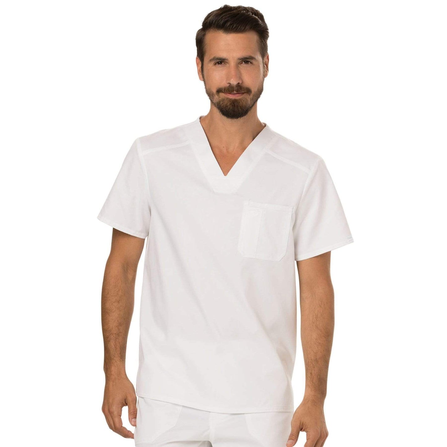 Cherokee Scrubs Top 2XL Cherokee Workwear Revolution WW690 Scrubs Top Mens V-Neck White