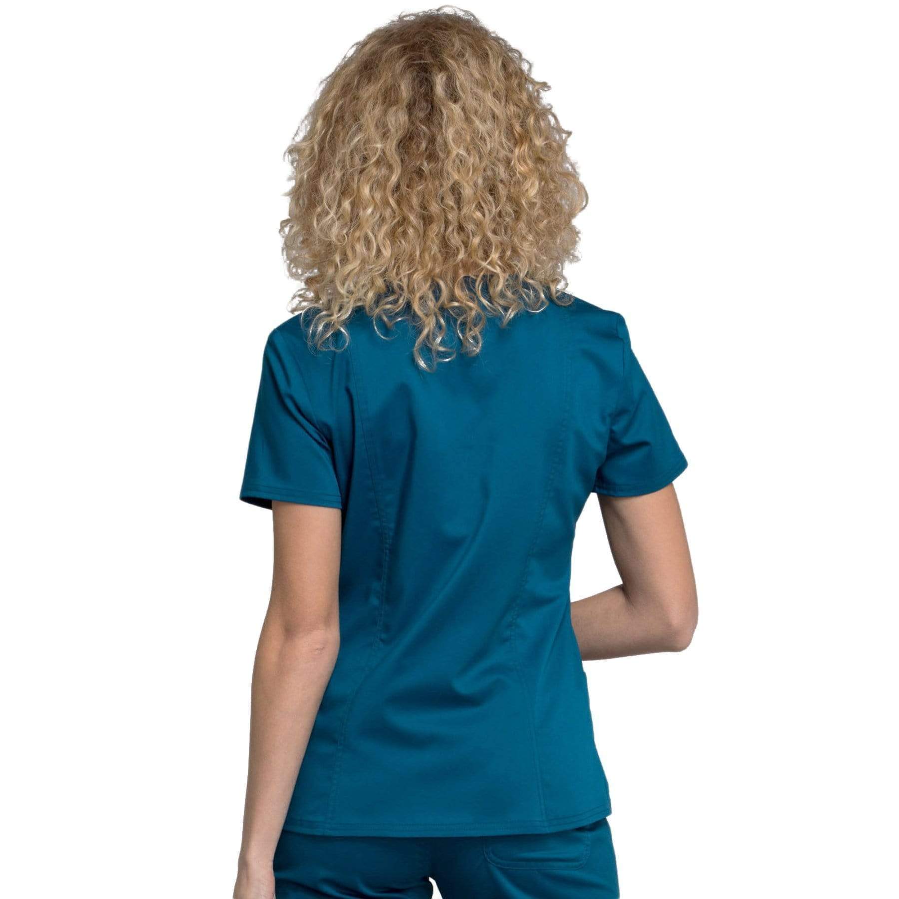 Cherokee Scrubs Top Cherokee Workwear Revolution WW710 Scrubs Top Womens V-Neck Caribbean Blue