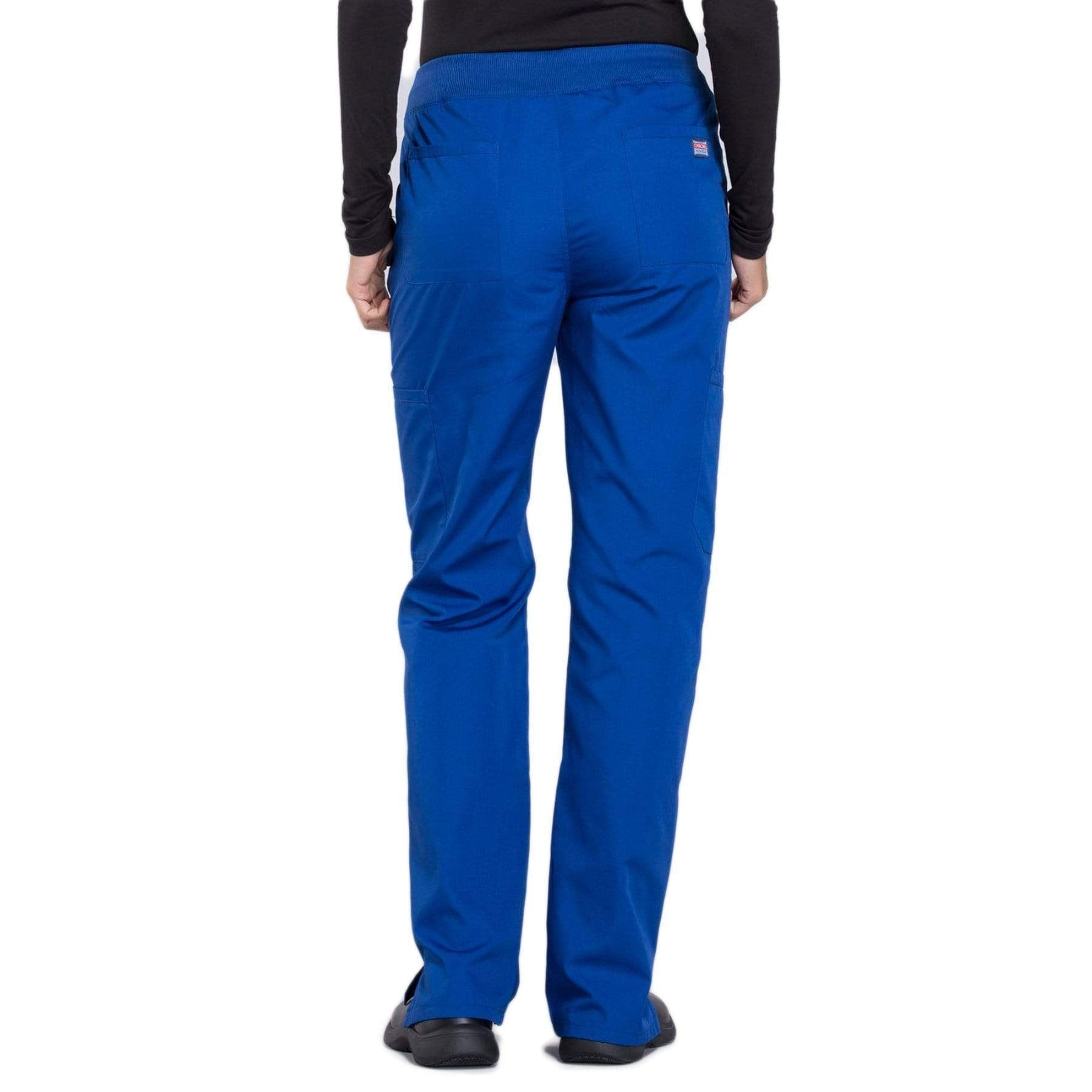 Cherokee Scrubs Pants Cherokee Workwear WW210 Scrubs Pants Womens Mid Rise Straight Leg Pull-on Cargo Galaxy Blue