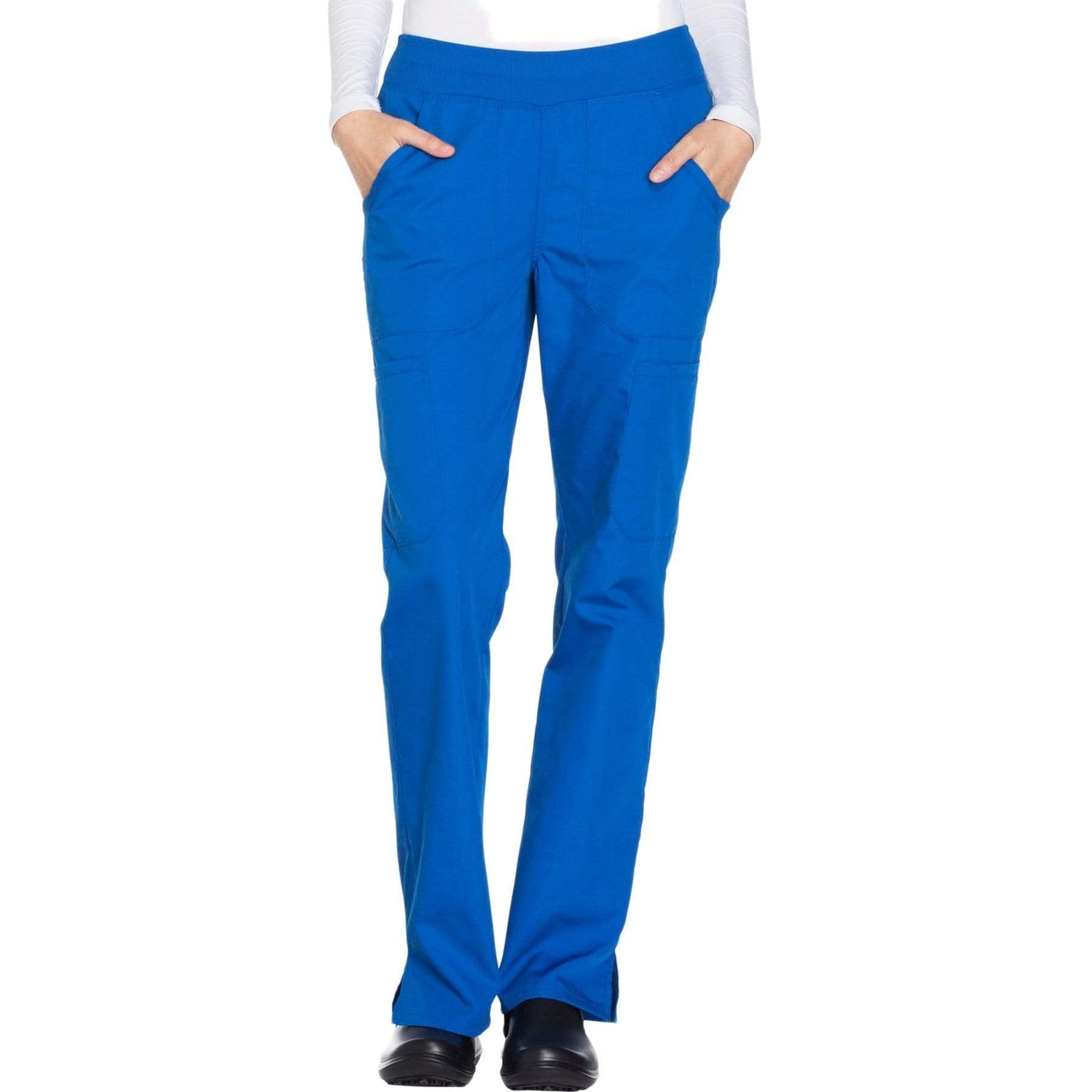 Cherokee Scrubs Pants 2XL / Regular Length Cherokee Workwear WW210 Scrubs Pants Womens Mid Rise Straight Leg Pull-on Cargo Royal