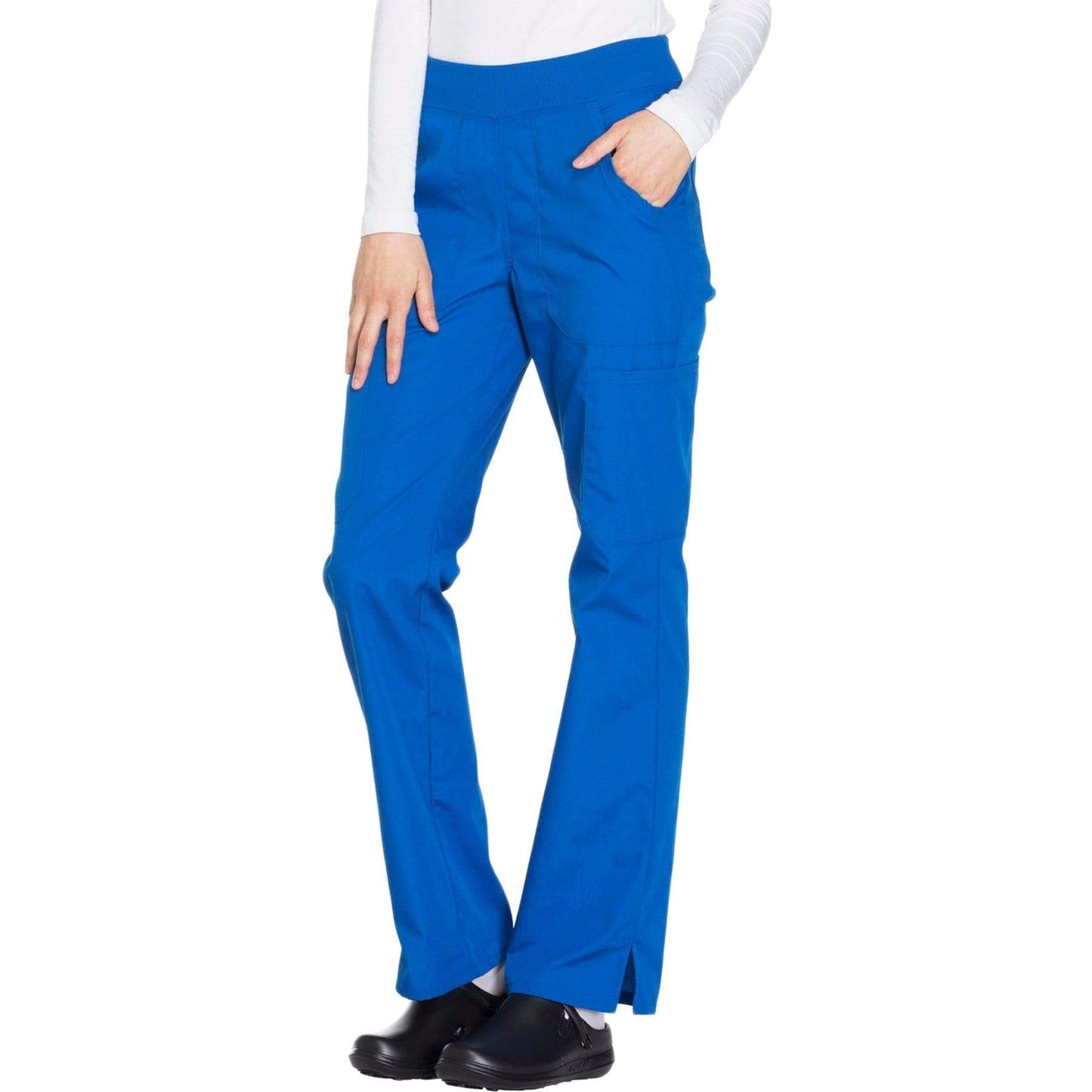 Cherokee Scrubs Pants Cherokee Workwear WW210 Scrubs Pants Womens Mid Rise Straight Leg Pull-on Cargo Royal