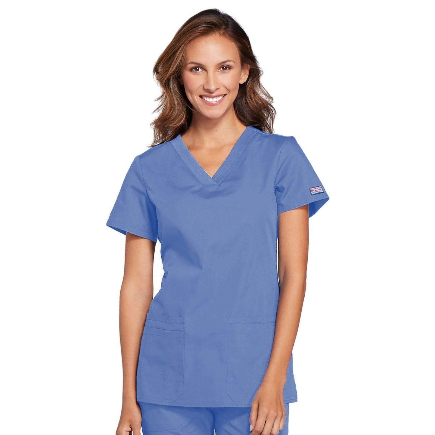 Cherokee Scrubs Top 2XL Cherokee Workwear WW645 Scrubs Top Womens V-Neck Ceil Blue