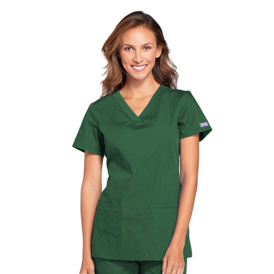 Cherokee Scrubs Top 2XL Cherokee Workwear WW645 Scrubs Top Womens V-Neck Hunter Green