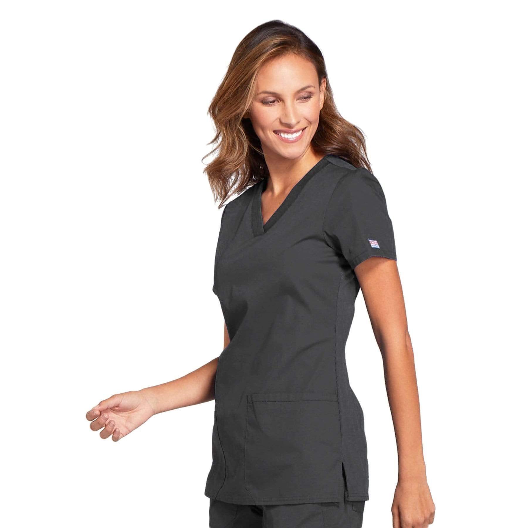 Cherokee Scrubs Top Cherokee Workwear WW645 Scrubs Top Womens V-Neck Pewter