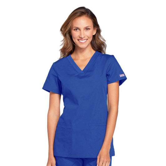 Cherokee Scrubs Top Cherokee Workwear WW645 Scrubs Top Womens V-Neck Royal