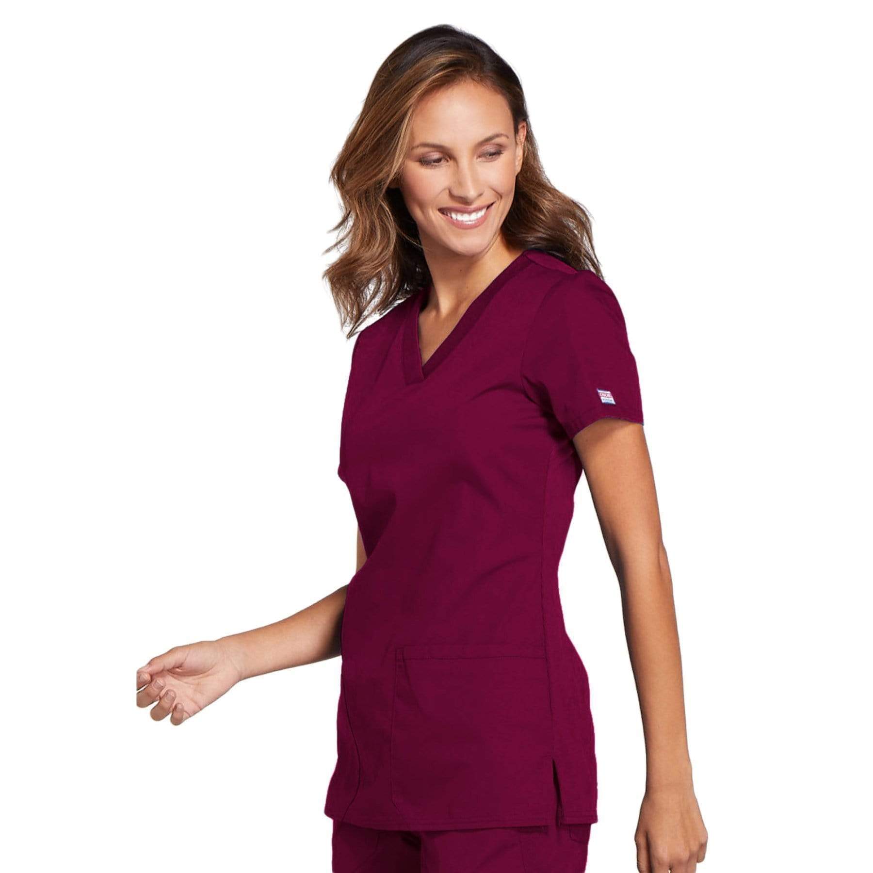 Cherokee Scrubs Top Cherokee Workwear WW645 Scrubs Top Womens V-Neck Wine