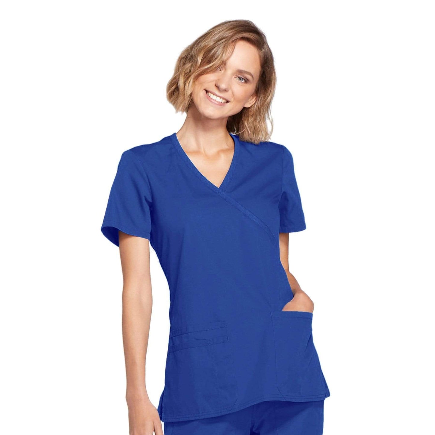 Cherokee Scrubs Top 2XL Cherokee Workwear WW650 Scrubs Top Womens Mock Wrap Royal