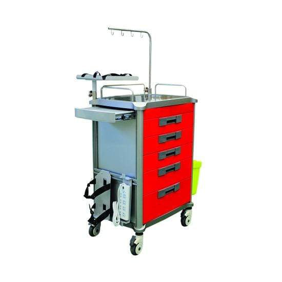 Pacific Medical Australia Emergency Cart Trolleys Red Emergency Trolley