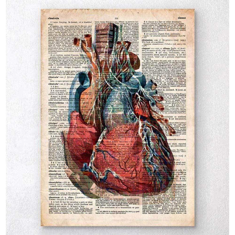 Codex Anatomicus Anatomical Print A5 Size (14.8 x 21 cm) Geometric Heart II Old Dictionary Page