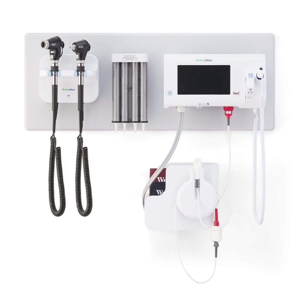 Welch Allyn Wall Diagnostic Sets Wall System PanOptic Basic MacroView Basic Dispenser CSM/SPOT 44 Mount Hillrom Welch Allyn Green Series 777 Integrated Wall Set - Dispenser, CSM/SPOT44 Mount