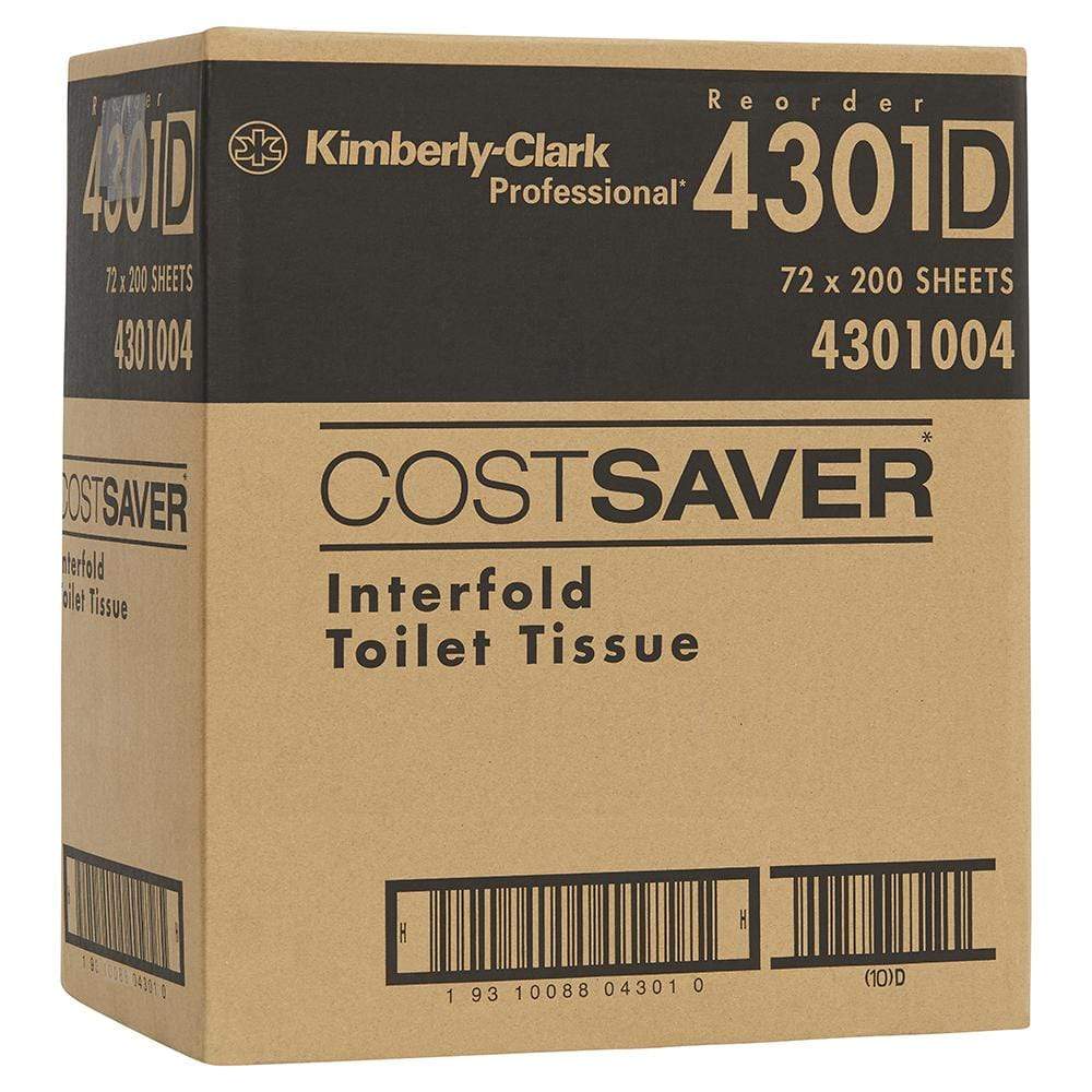 COSTSAVER Interfold Toilet Paper (4301), 1-Ply Toilet Tissue, White