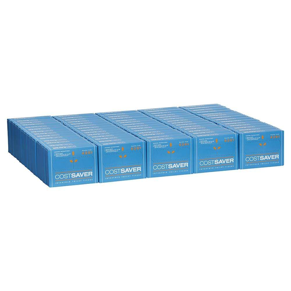 COSTSAVER Interfold Toilet Paper (4301), 1-Ply Toilet Tissue, White