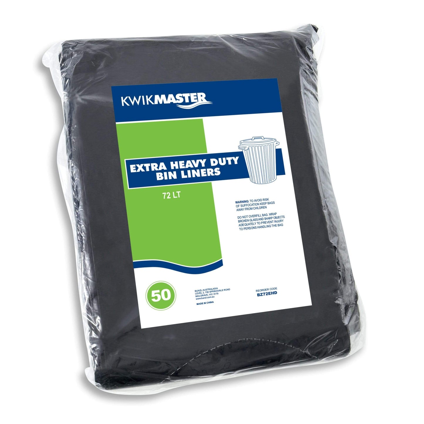 Kwikmaster 72lt / Heavy Duty / Black Kwikmaster Bin Liner All Purpose