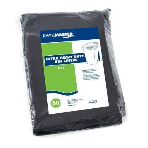 Kwikmaster 140lt / Heavy Duty / Black Kwikmaster Bin Liner All Purpose