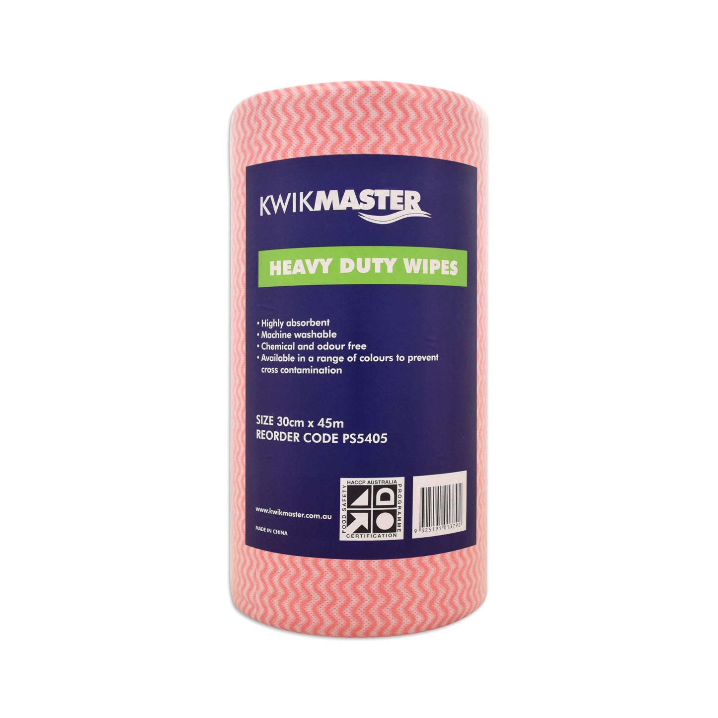 Kwikmaster 30cmx45m Rl/90 / Red Kwikmaster Wipe Heavy Duty