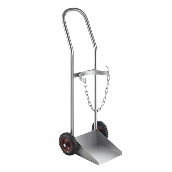 Pacific Medical Australia Oxygen Bottle Trolleys Size D with Safety Chain Oxygen Trolley - Stainless Steel