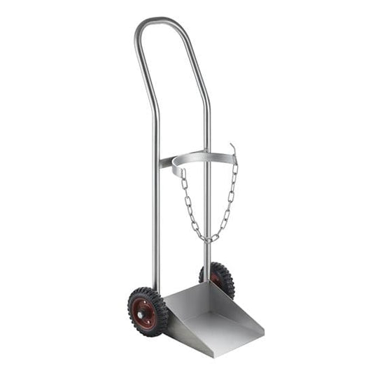 Pacific Medical Australia Oxygen Bottle Trolleys Size D with Safety Chain Oxygen Trolley - Stainless Steel