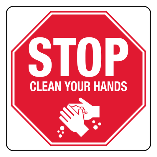 Aero Healthcare Signage Poly Clean Hands Stop Sign 30 x 30cm