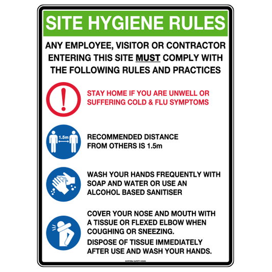 Aero Healthcare Signage Poly Site Hygiene Rules Sign 30 x 22.5cm