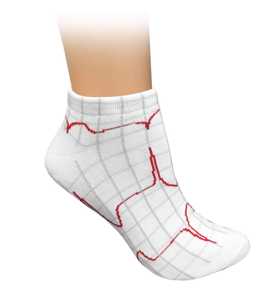 Prestige Medical Socks EKG on White Prestige Fashion Nurse Ankle Socks
