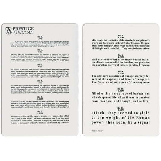 Prestige Medical Measuring Tools Prestige Jaeger Eye Chart