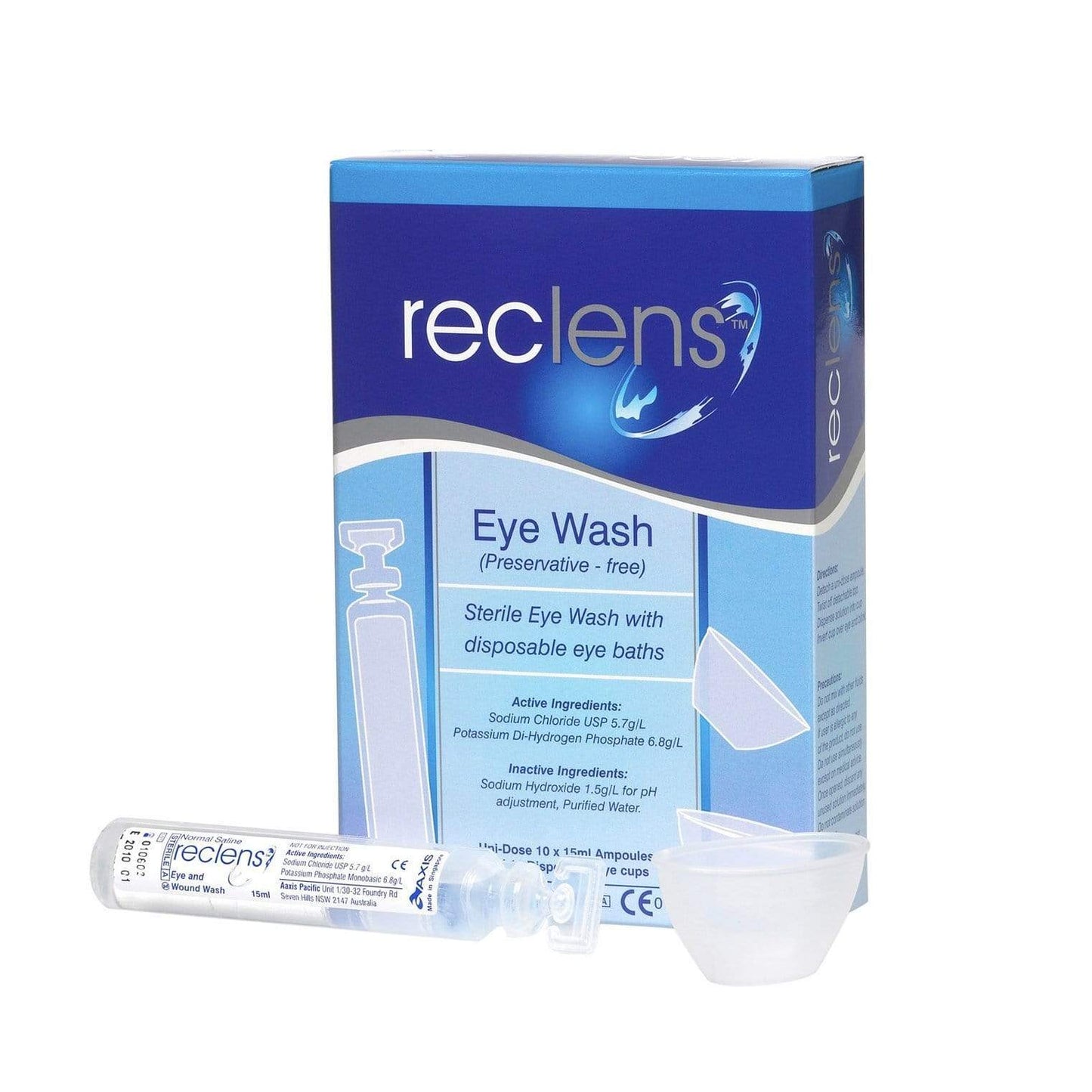 Reclens Eye Washing Solution 10x 15ml Reclens Eye Wash Disposable Bath Preservative Free