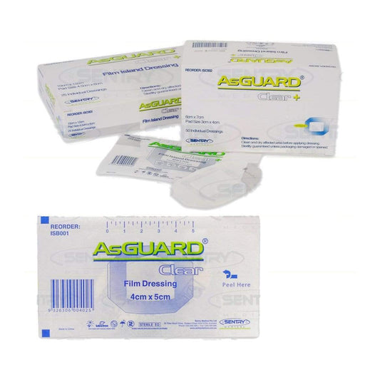 Sentry Medical Sterile Film Dressings 10cm x 12cm / Sterile Sentry AsGUARD Clear Film Dressing
