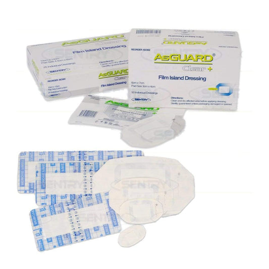 Sentry Medical Sterile Film Dressings 10cm x 12cm / Sterile Sentry AsGUARD Clear Film Island Dressing