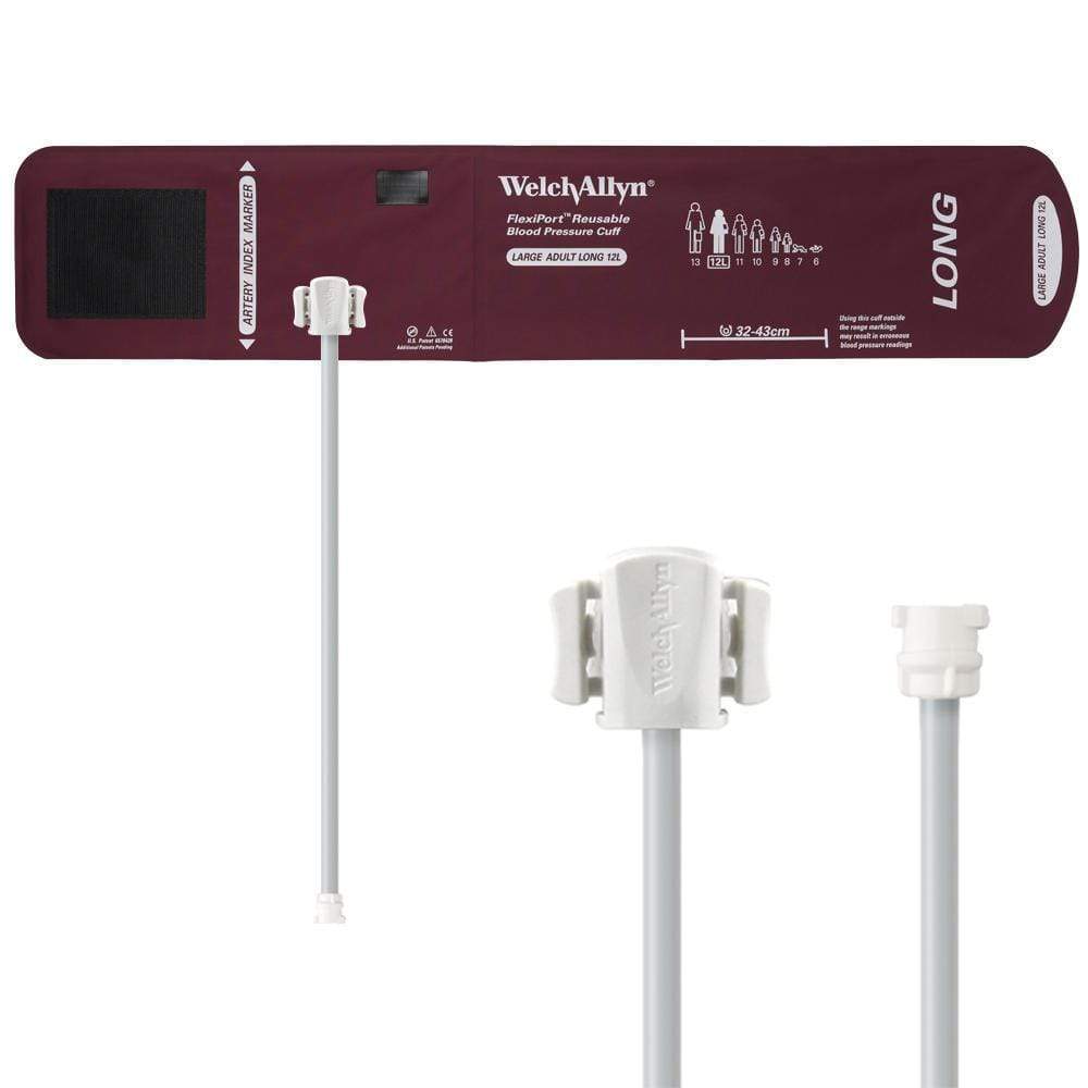 Welch Allyn Blood Pressure Cuffs Large Adult Long Size 12L 32-43cm / One-Tube Locking Welch Allyn Reusable FlexiPort Blood Pressure Cuffs