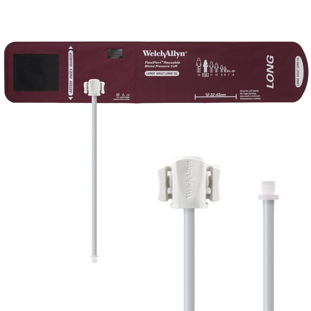Welch Allyn Blood Pressure Cuffs Large Adult Long Size 12L 32-43cm / One-Tube Screw Welch Allyn Reusable FlexiPort Blood Pressure Cuffs