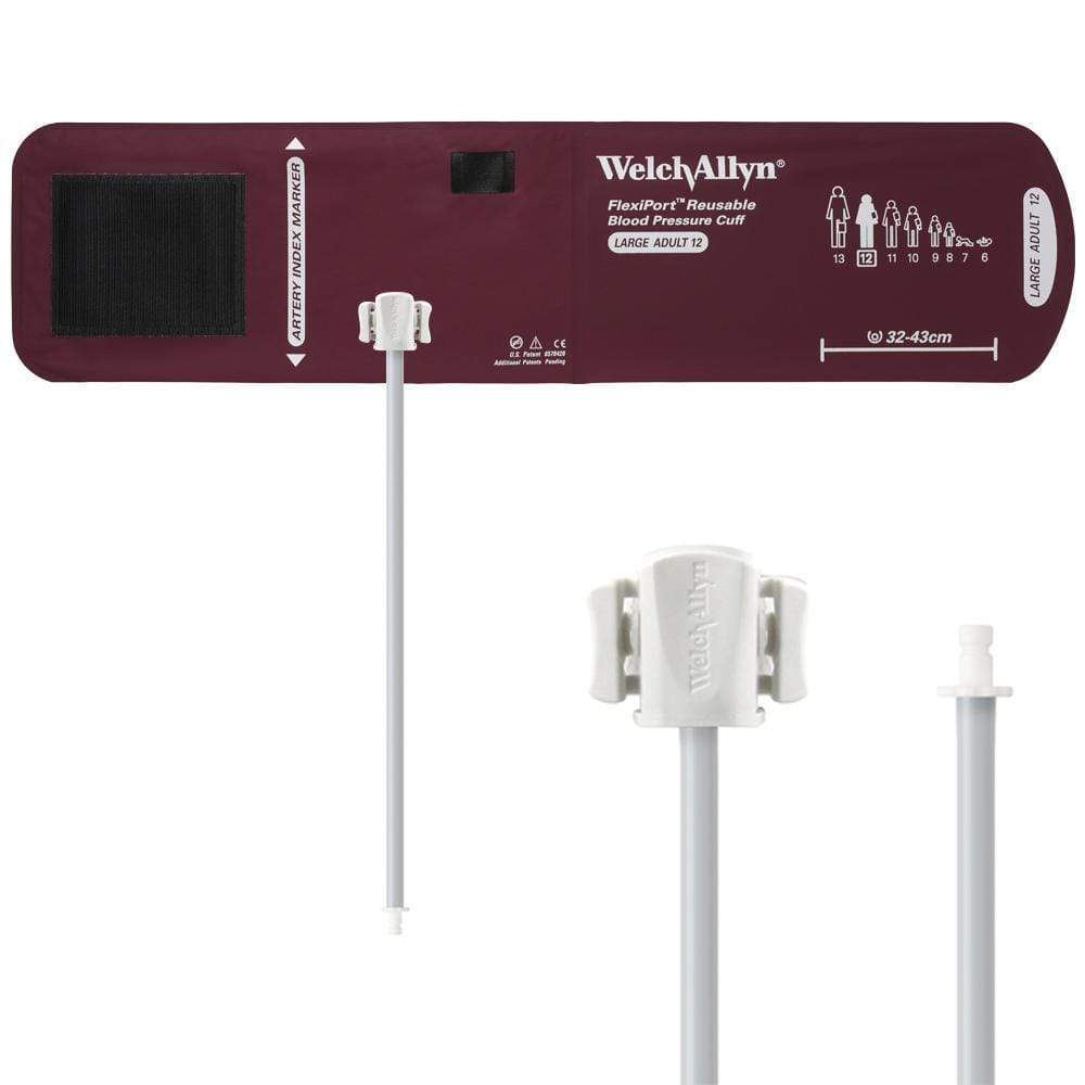 Welch Allyn Blood Pressure Cuffs Large Adult Size 12 32-43cm / One-Tube Bayonet Welch Allyn Reusable FlexiPort Blood Pressure Cuffs