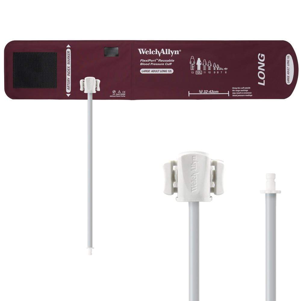 Welch Allyn Blood Pressure Cuffs Large Adult Long Size 12L 32-43cm / One-Tube Bayonet Welch Allyn Reusable FlexiPort Blood Pressure Cuffs