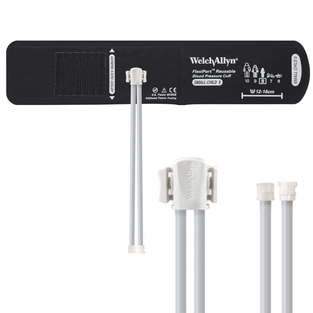 Welch Allyn Blood Pressure Cuffs Small Child Size 8 12-16cm / Two-Tube Male & Female Locking Connector Welch Allyn Reusable FlexiPort Blood Pressure Cuffs