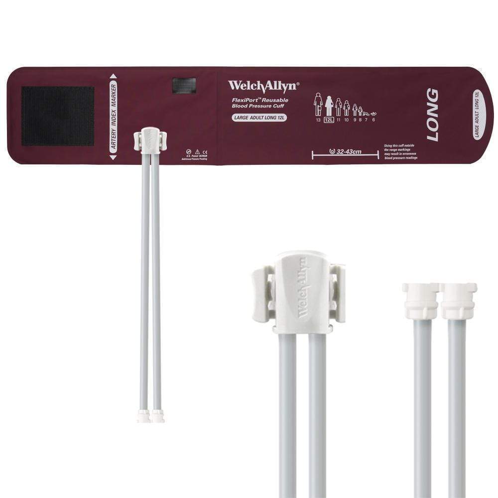 Welch Allyn Blood Pressure Cuffs Large Adult Long Size 12L 32-43cm / Two-Tube Locking Welch Allyn Reusable FlexiPort Blood Pressure Cuffs