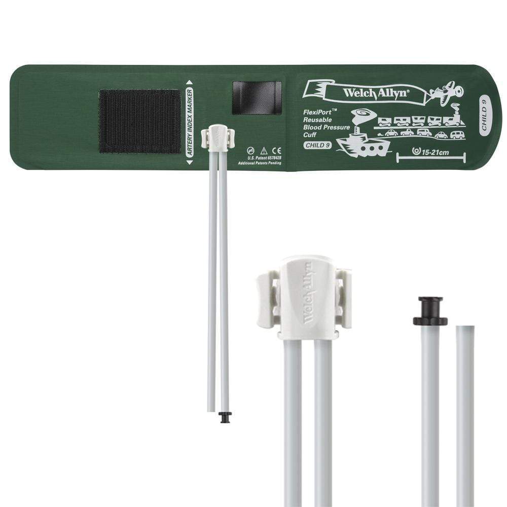 Welch Allyn Blood Pressure Cuffs Child Size 9 15-21cm / Two-Tube TP Connector and Empty Tube Welch Allyn Reusable FlexiPort Blood Pressure Cuffs