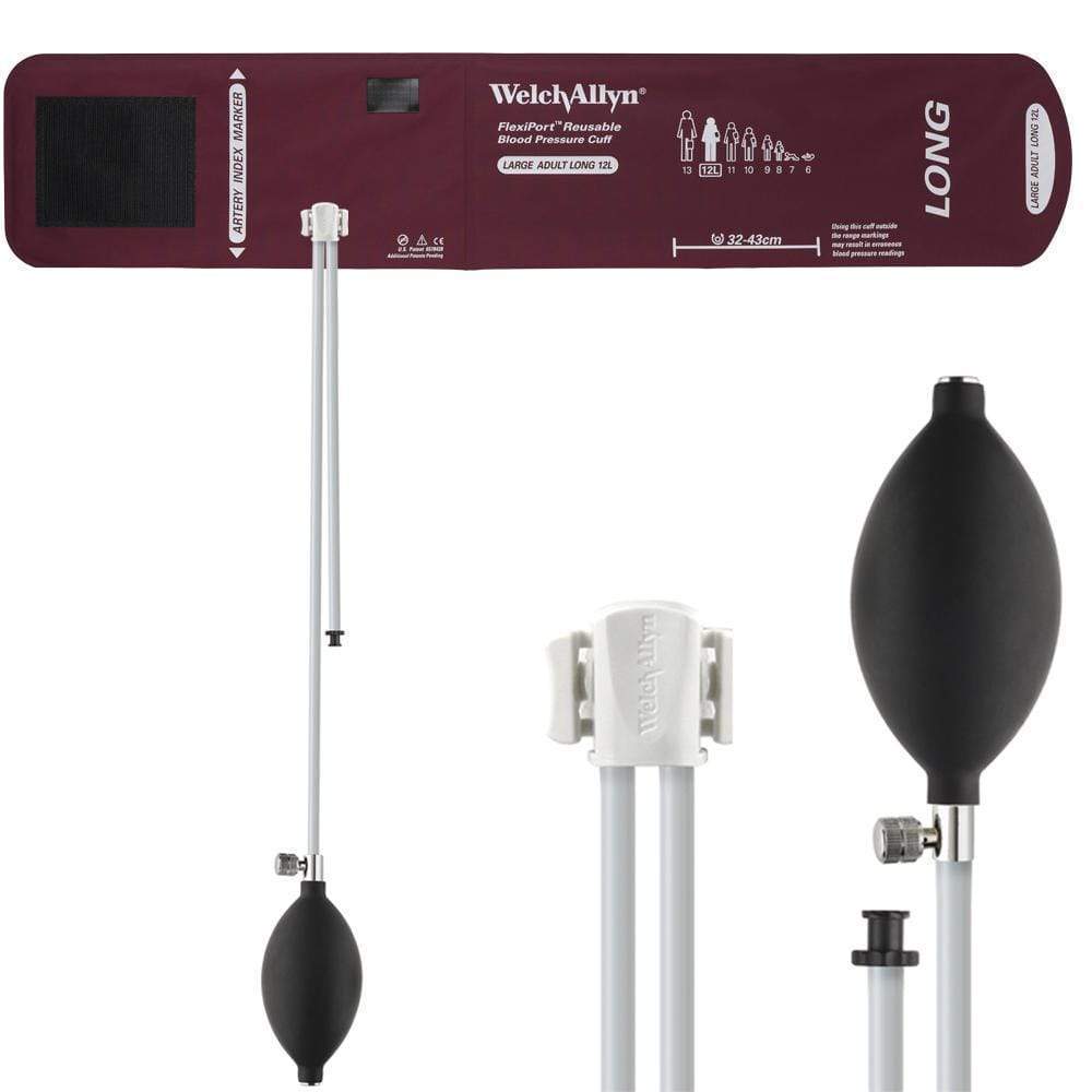 Welch Allyn Blood Pressure Cuffs Large Adult Long Size 12L 32-43cm / Two-Tube Inflation System Welch Allyn Reusable FlexiPort Blood Pressure Cuffs